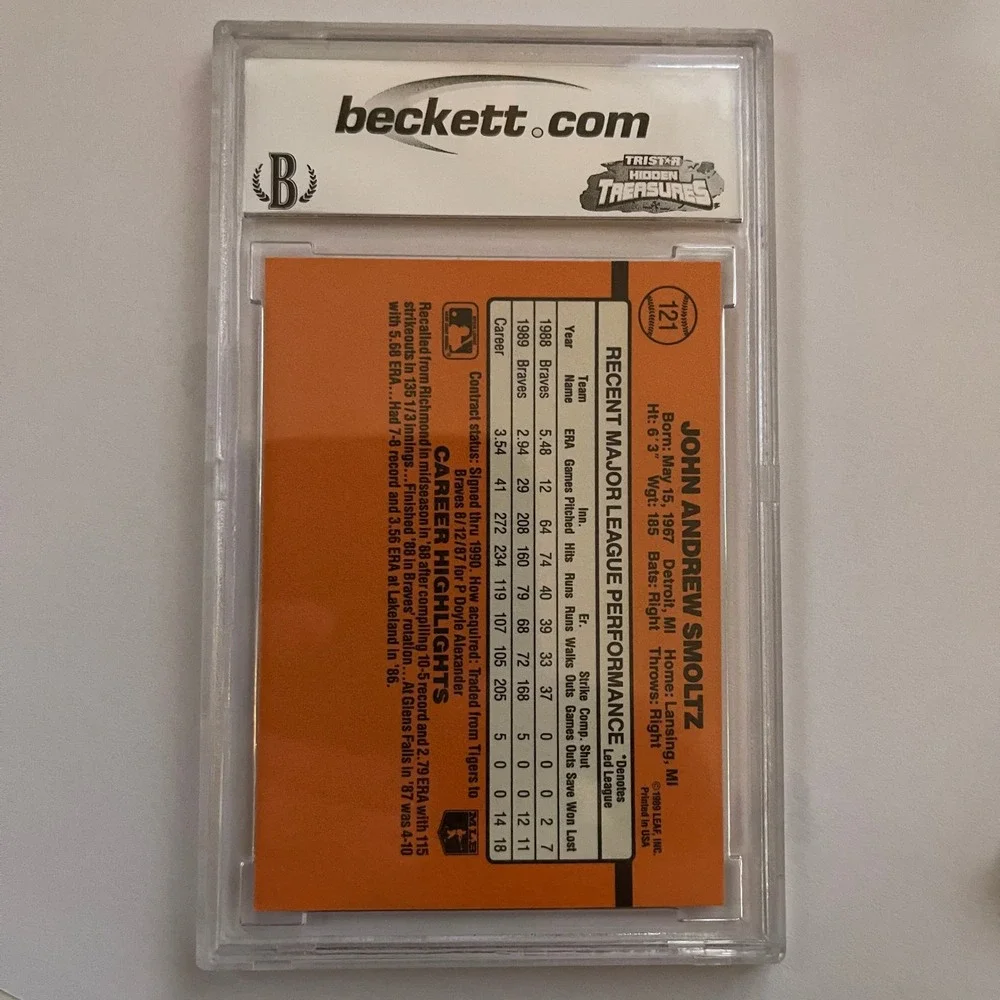 1990 Donruss John Smoltz 121 Atlanta‎ Braves BCCG 10 Mint or Better Graded Card